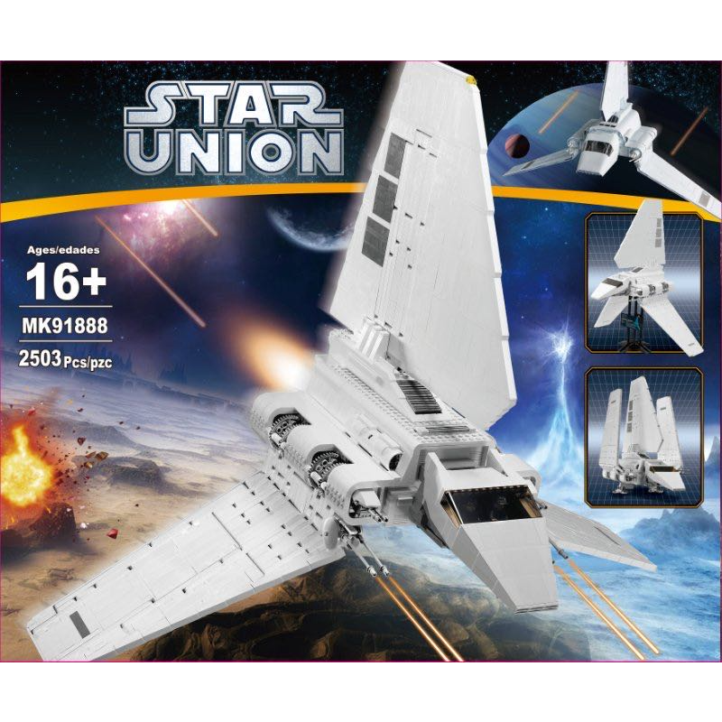 Imperial Shuttle spacecraft building block set with wings extended