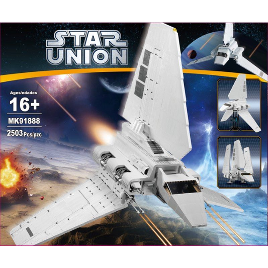 Imperial Shuttle spacecraft building block set with wings extended
