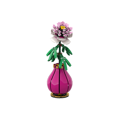 Brick-built peony flower seen from the front