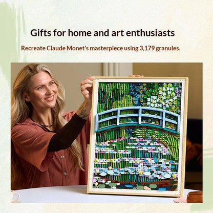 Assembled water lilies brick artwork, gallery photo