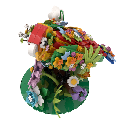 Flower detail on the brick bird model