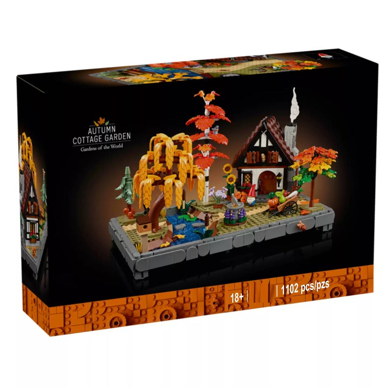 Fully assembled autumn cottage garden model on display