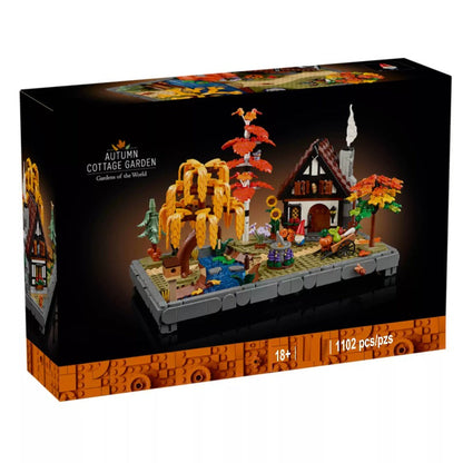 Fully assembled autumn cottage garden model on display
