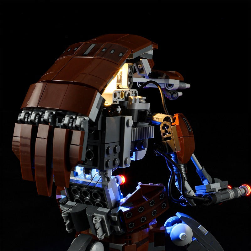 Close view of the droid's surface and bricks