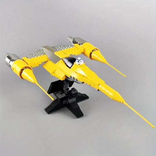 Chrome-finish racing starfighter building block model
