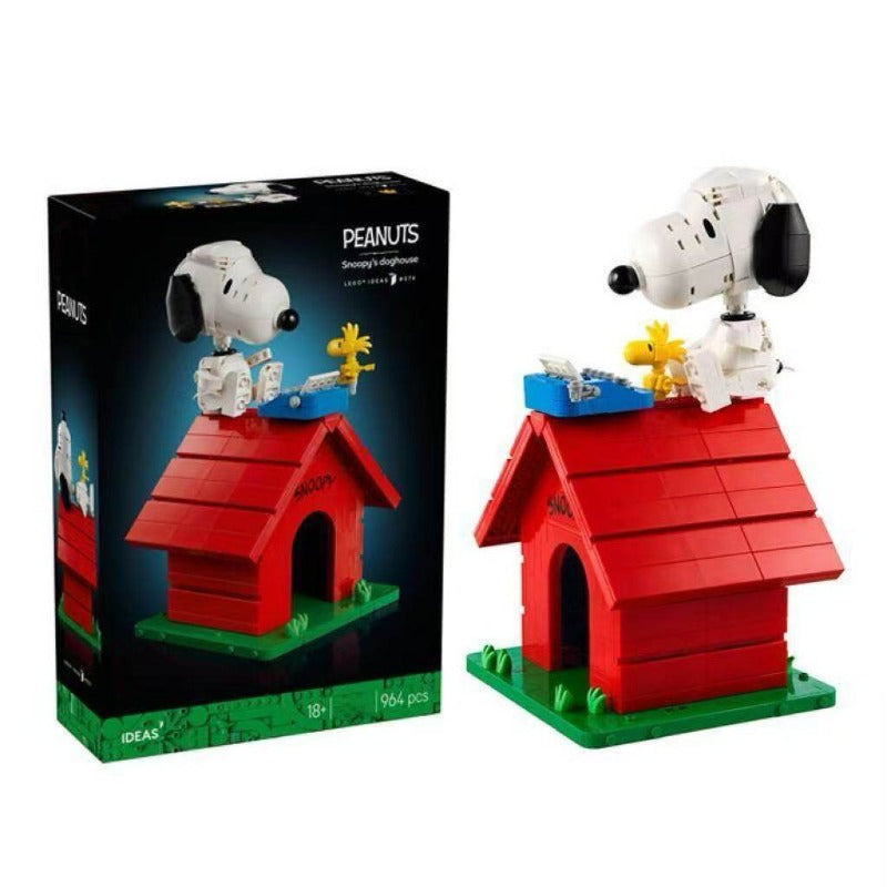 Comic-style dog house building block model, front view