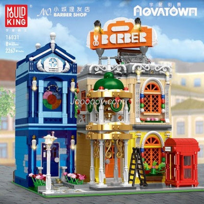None-piece barber shop building block model front view