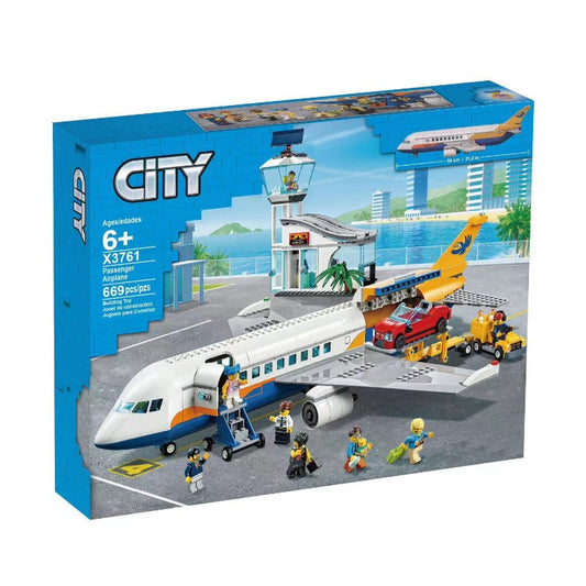 Passenger airplane building block model assembled