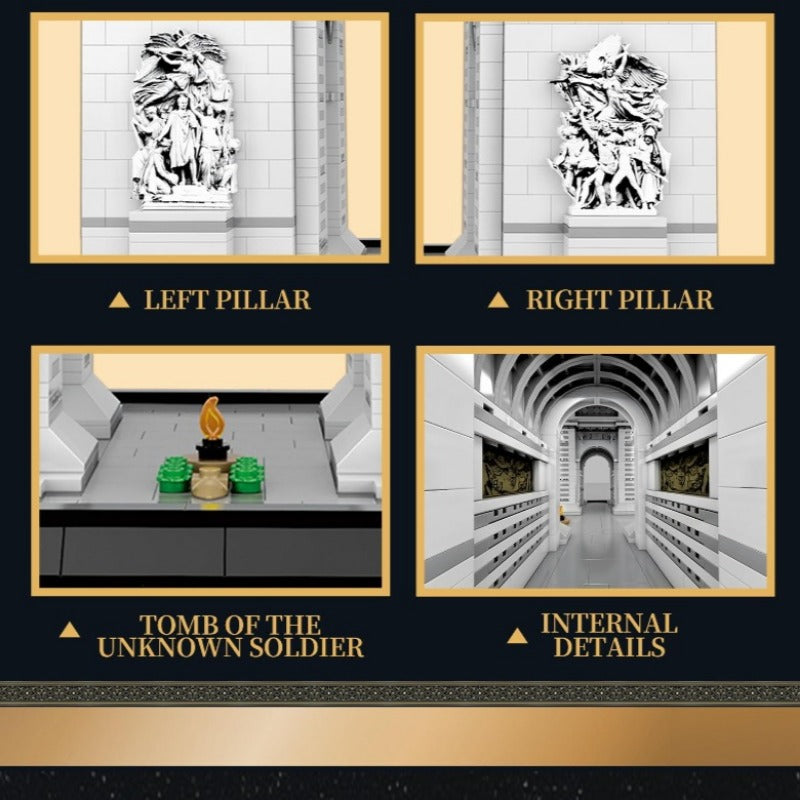 arc de triomphe building block set assembled model close-up