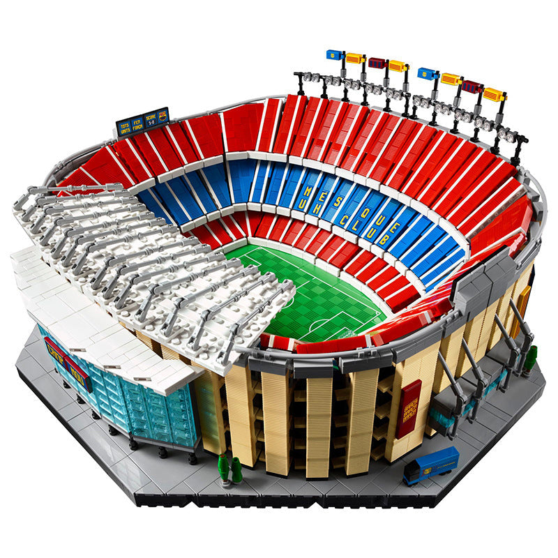 Side view of the floodlight towers on the stadium build