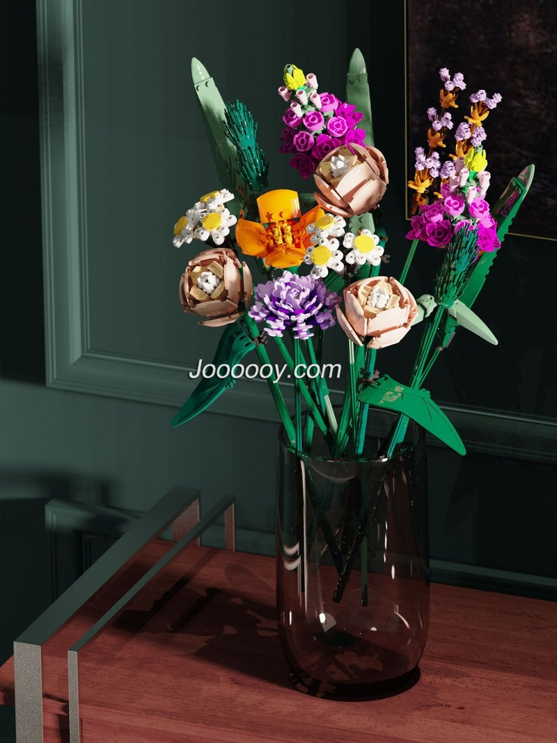Close-up of flower bouquet building block petals