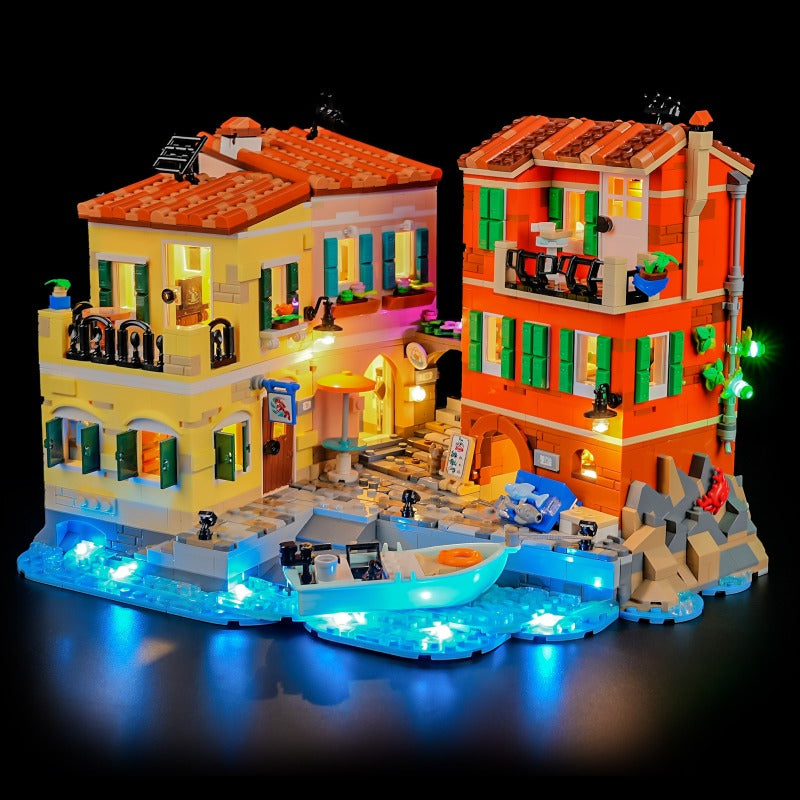Italian Riviera Coastal Town Building Set side angle building block construction