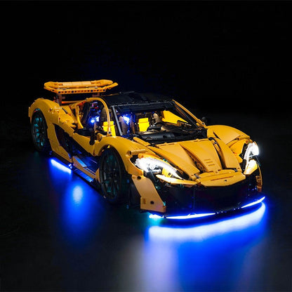 Another lit angle of the assembled supercar