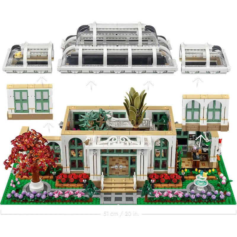 Assembled garden model from the 3792-piece brick set, gallery view