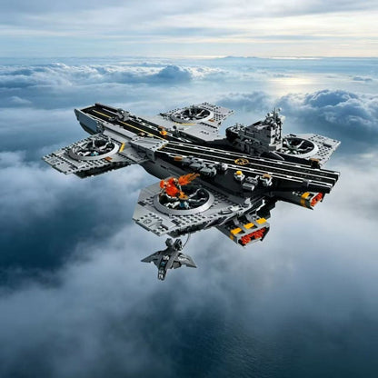 Full flight deck view of the sky carrier building block set