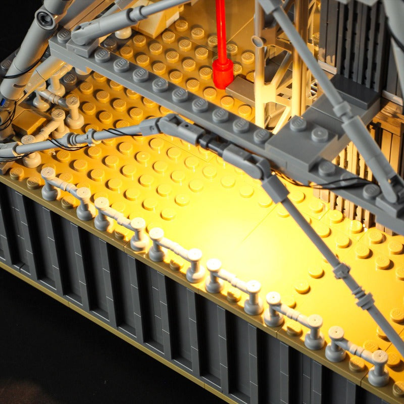 Side view of the tall multi-stage rocket building block set