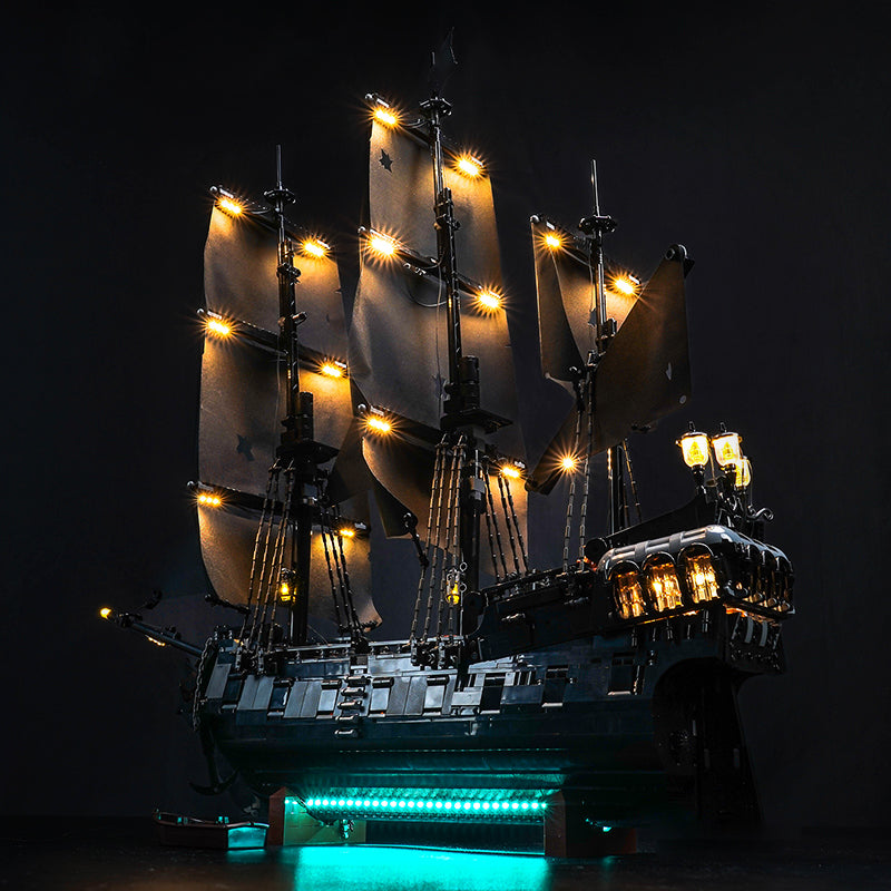 Captain Jack Sparrow's Pirate Ship building block model, close-up detail