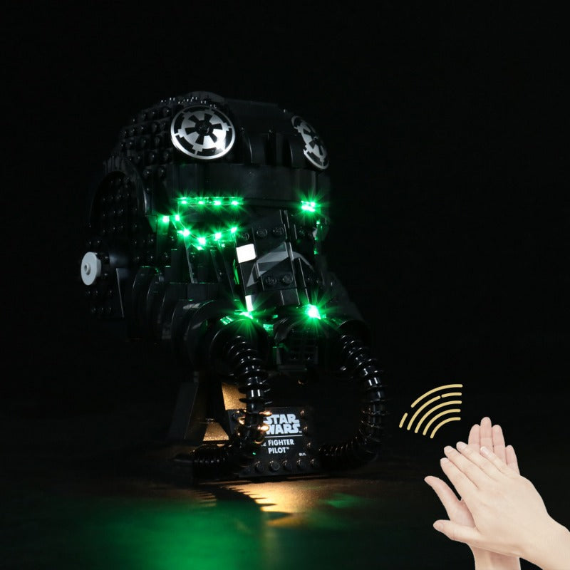 Pilot helmet with voice-control LED lighting variant lit