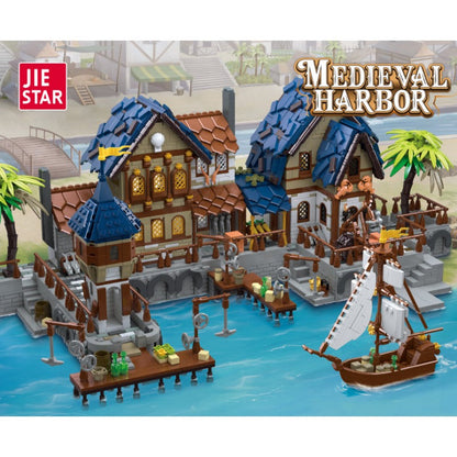 medieval market and town barn building block set interior detail