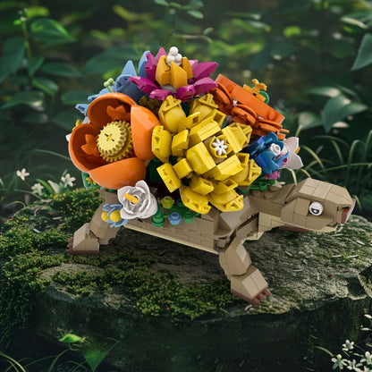 Wider shot of the finished turtle flower pot