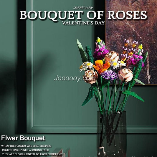 Assembled flower bouquet building block display