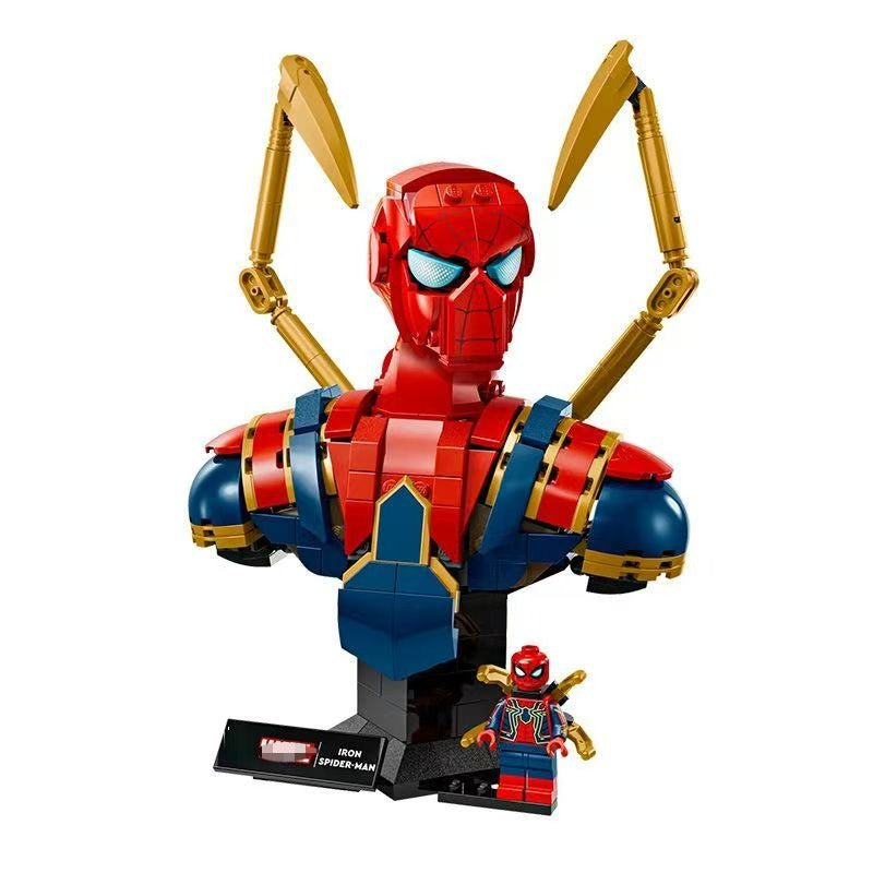 Iron Spider-Man bust 379-piece building block set assembled