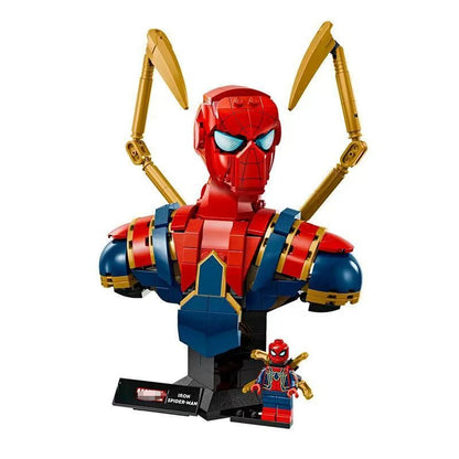 Iron Spider-Man bust 379-piece building block set assembled