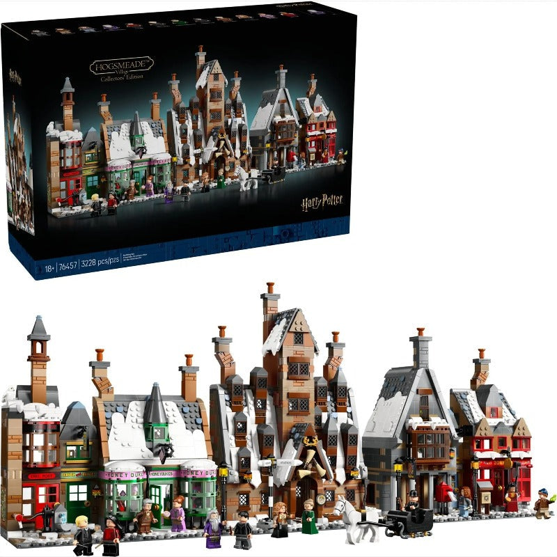 Full street view of the 3228-piece wizarding village building block set