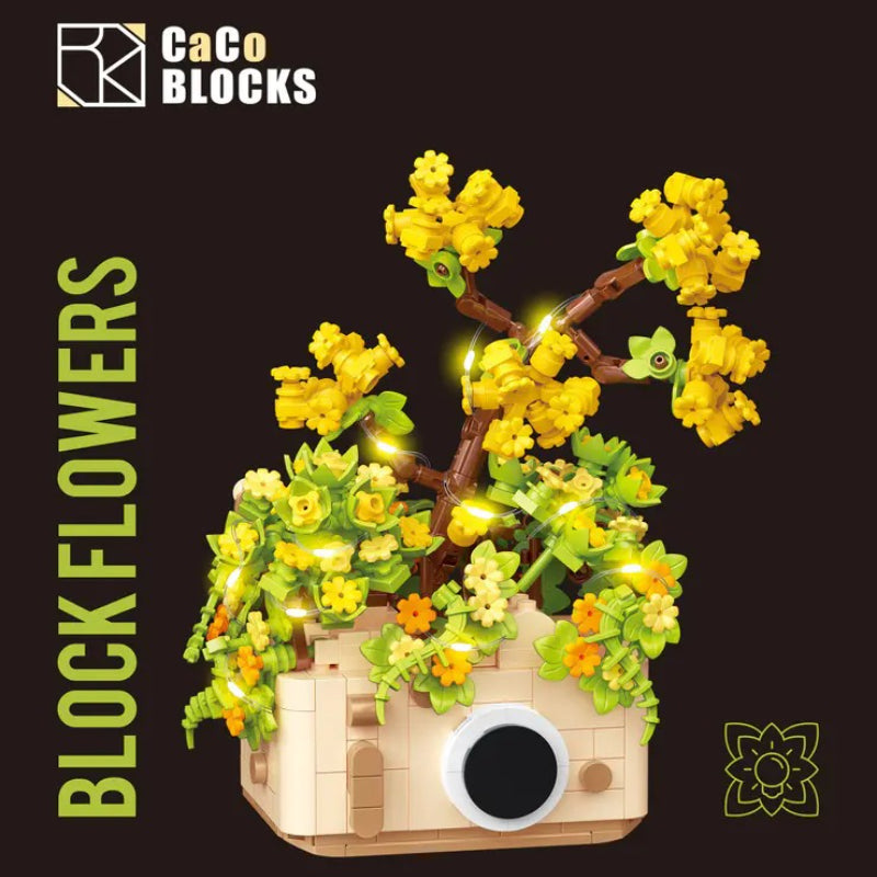Potted flower brick model version D006-3