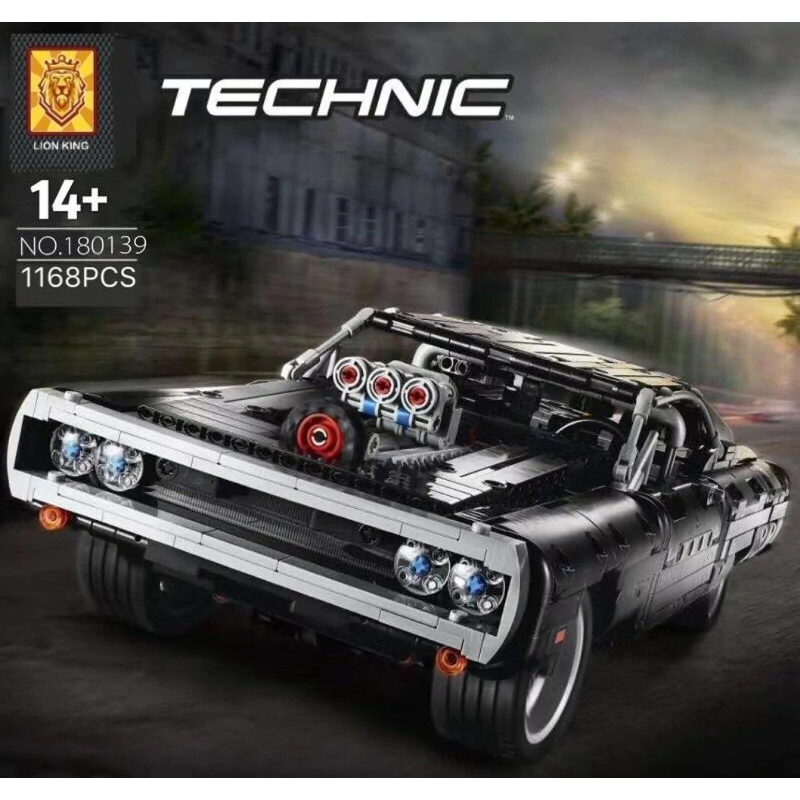 Classic American muscle car building block model shown as a complete build