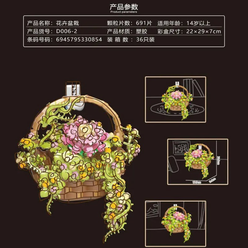 Additional angle of a finished potted flower build