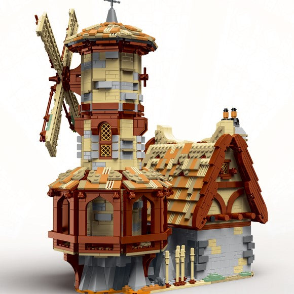 medieval windmill building block set interior detail