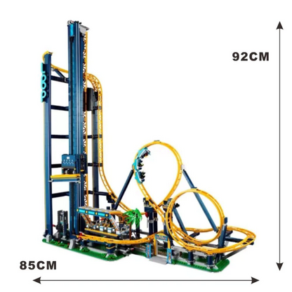 Side view of the completed loop coaster model