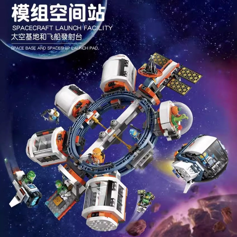 Modular space station building block model assembled