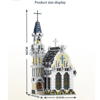 medieval city church building block set side profile