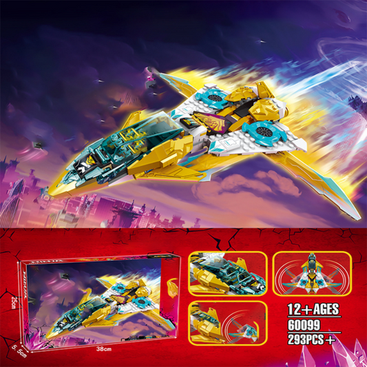 Assembled golden dragon jet building block set