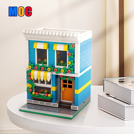 Flower shop MOC building block set fully assembled