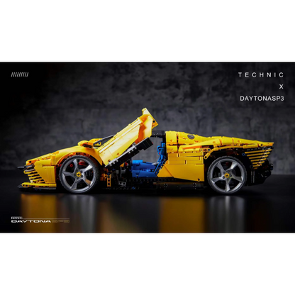 Italian track-inspired supercar building block model, front grille and headlight detail