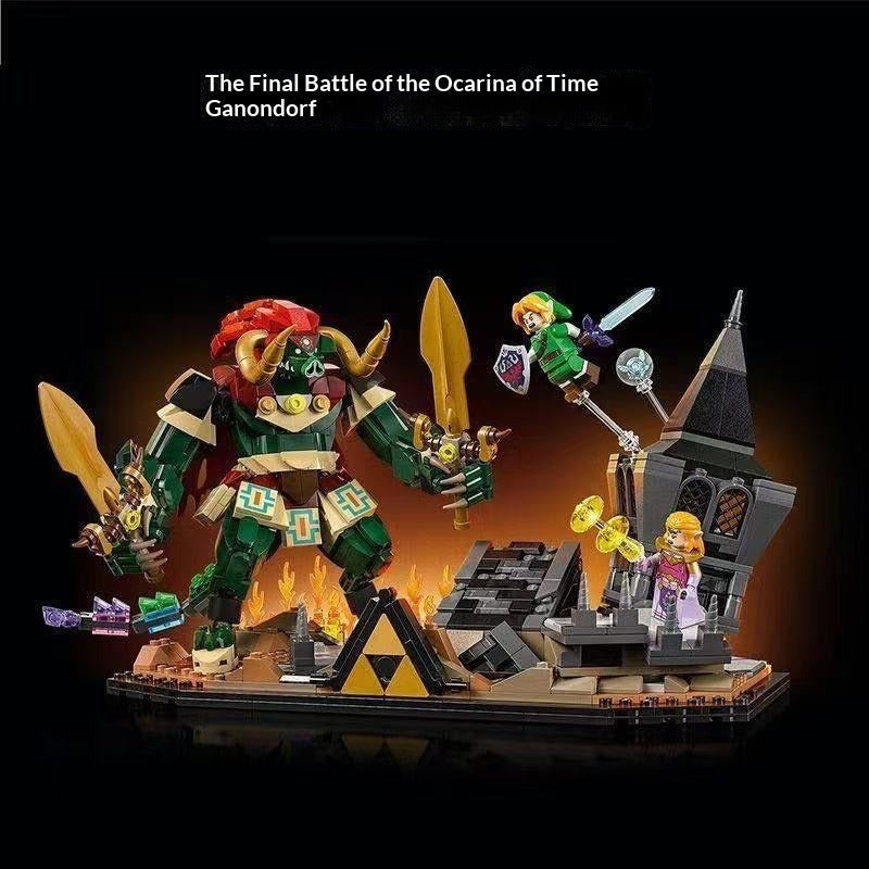 Close-up detail of the battle scene brick build