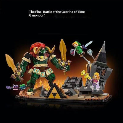 Close-up detail of the battle scene brick build