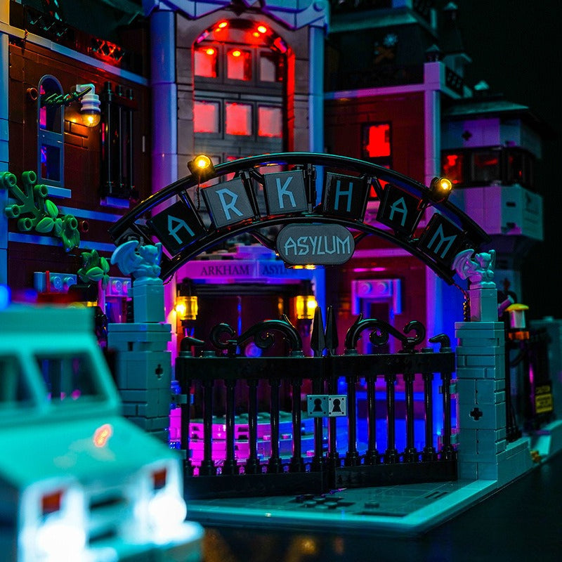Asylum building complex shown lit up with the LED kit
