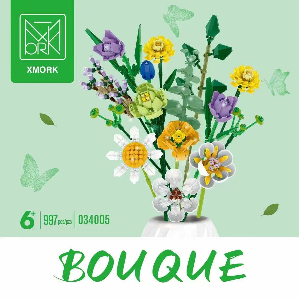 Brick-built flower bouquet, 997-piece version