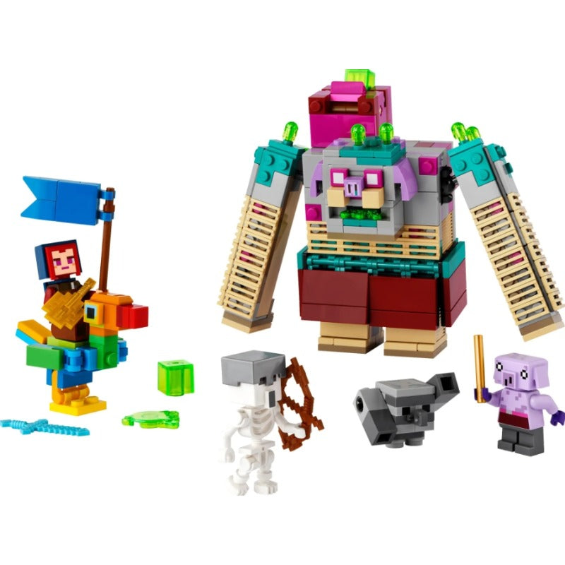 Blocky-style monster building block figure detail