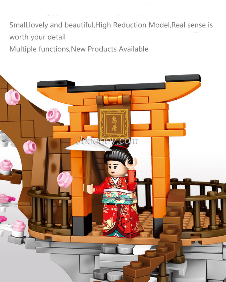 Cherry Blossom Mountain Building Set detailed close-up of brick construction