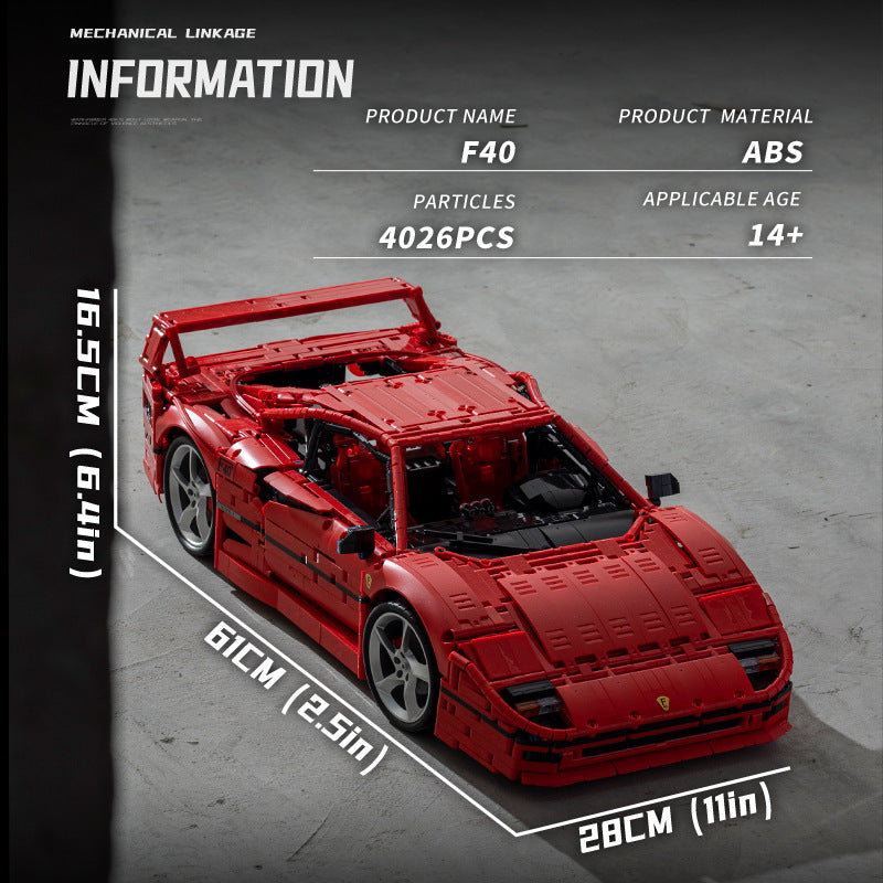 Italian classic supercar building block model, rear view
