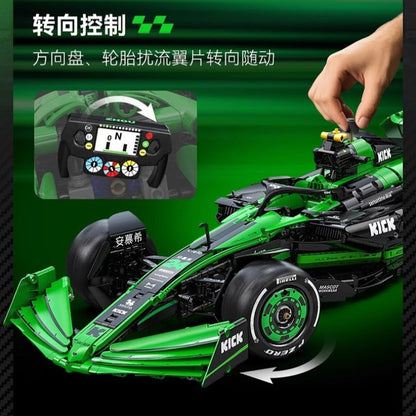 1:8 scale Formula racing car building block model, top-down view