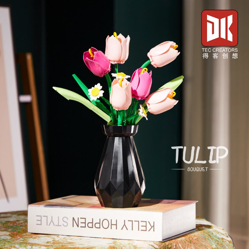 Brick-built tulip bouquet, alternate view