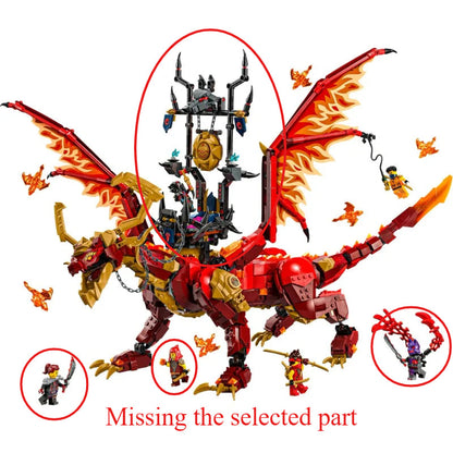 Assembled dragon model from the 1342-piece brick set, gallery view