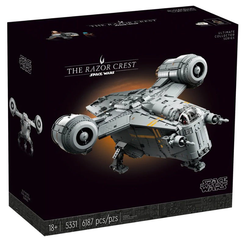 Assembled bounty hunter gunship building block model