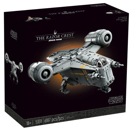 Assembled bounty hunter gunship building block model